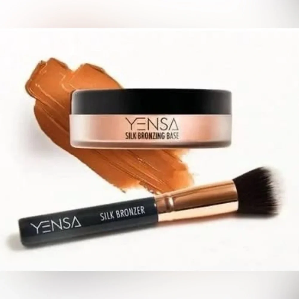🆕 YENSA Silk Bronzing Base in Sunlit Glow Bronzer & Brush Duo NIB